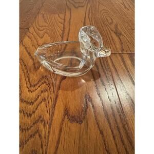 VTG Duck Ashtray Cigar Pipe Rest Candy Dish Heavy Clear Glass Figure Collectible